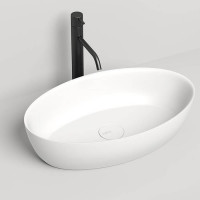 Раковина накладная Salini Alda 58х35х15 см S-Stone без отверстия белый матовый 110621M