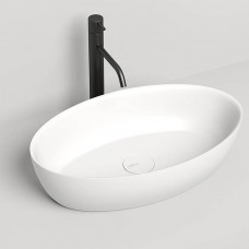 Раковина накладная Salini Alda 58х35х15 см S-Stone без отверстия белый матовый 110621M