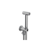 Гигиенический комплект Bossini INOX с запорным вентилем матовая нержавеющая сталь INC010.075