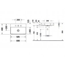 Раковина Duravit DURASQUARE 600x400 мм с 1 отверстием 2356600041