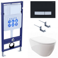 Комплект инсталляции 4 в 1 Aquatek Поларис (рама Standard, унитаз AQ0700-00, сиденье soft-close, панель KDI-0000026) ПОЛАРИС-026