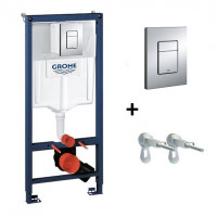 Система инсталляции для подвесного унитаза GROHE Rapid SL 3 в 1 с клавишей смыва 38732000 и креплениями 38772001