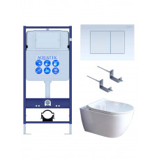 Комплект инсталляции 4 в 1 Aquatek Поларис (рама Standard, унитаз AQ0700-01, сиденье soft-close, панель KDI-0000009) ПОЛАРИС-01-009