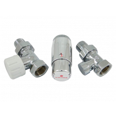 Комплект подключения радиаторный прямой Schlosser STANDARD MINI 1/2 с термоголовкой MINI DIAMANT M30x1.5 хром 602200057