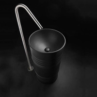 Раковина напольная Kerasan Artwork Barrel 45x90 см слив в стену без отверстия черный матовый 474331