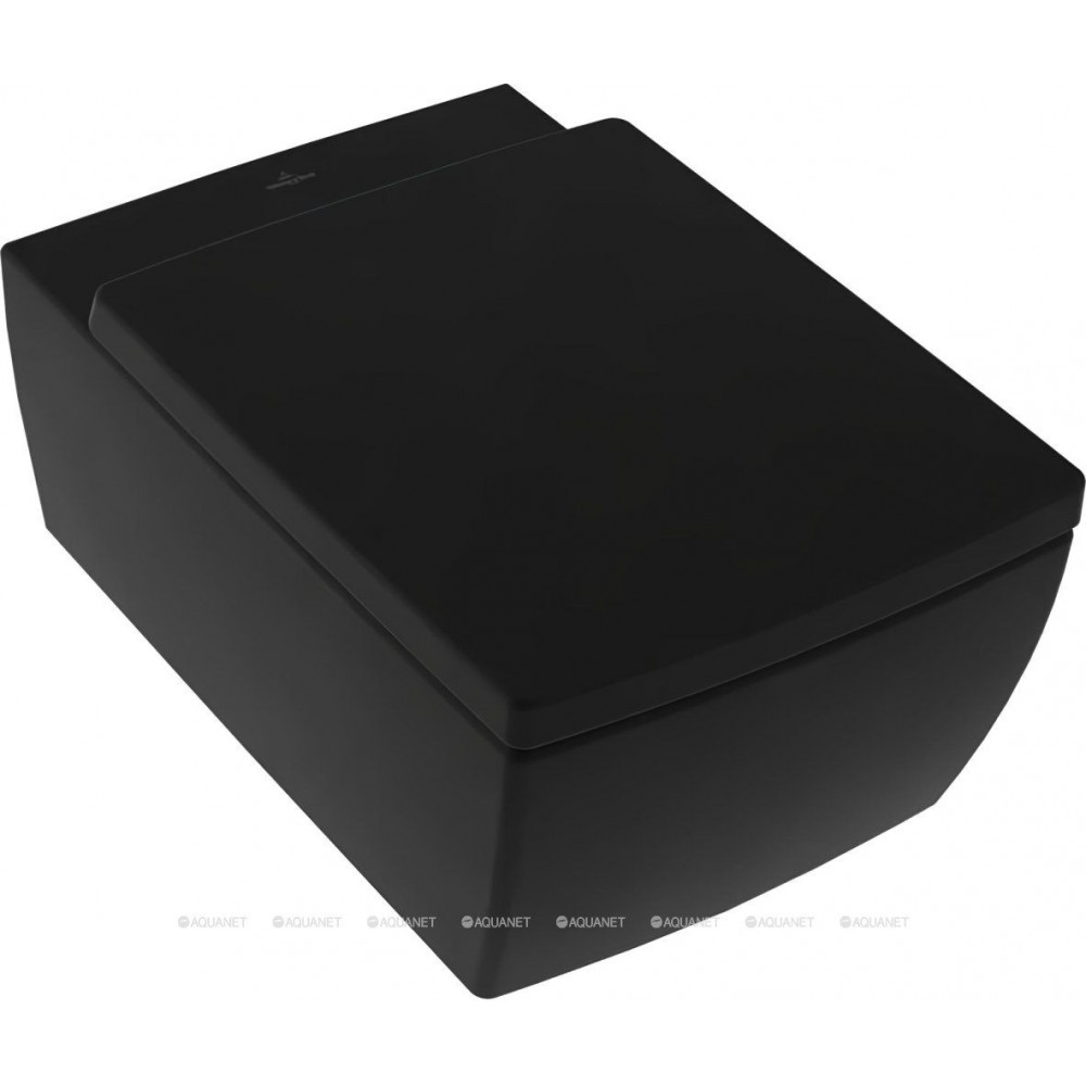 Унитаз подвесной Villeroy & Boch Memento 2.0 Pure Black CeramicPlus без сиденья 4633R0R7