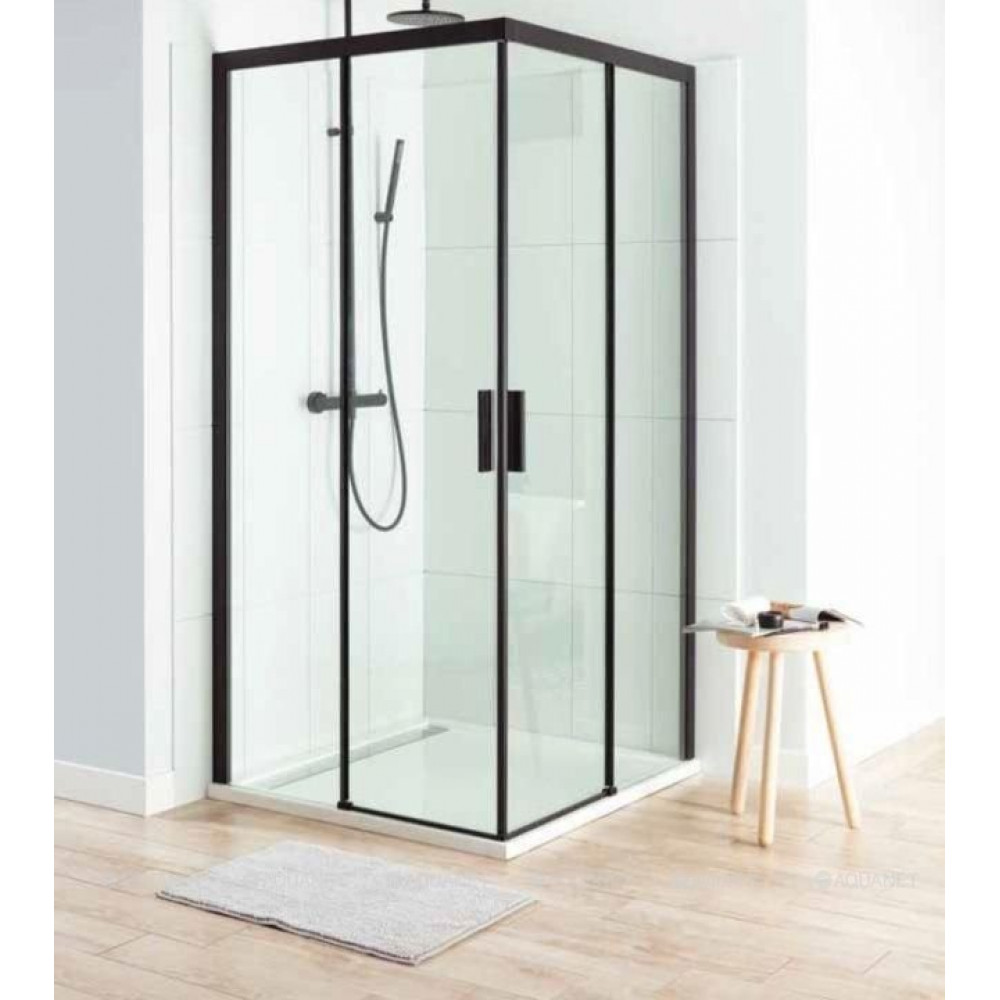 Душевое ограждение Aquanet Pleasure 1000х1000 мм черный матовый AE60-S-100x100U-BT