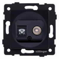 Розетка двойная RJ-11 и Ethernet RJ-45, без рамки Kollinger  REA-013BK