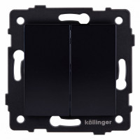Выключатель двухклавишный без рамки Kollinger  REA-R-007BK