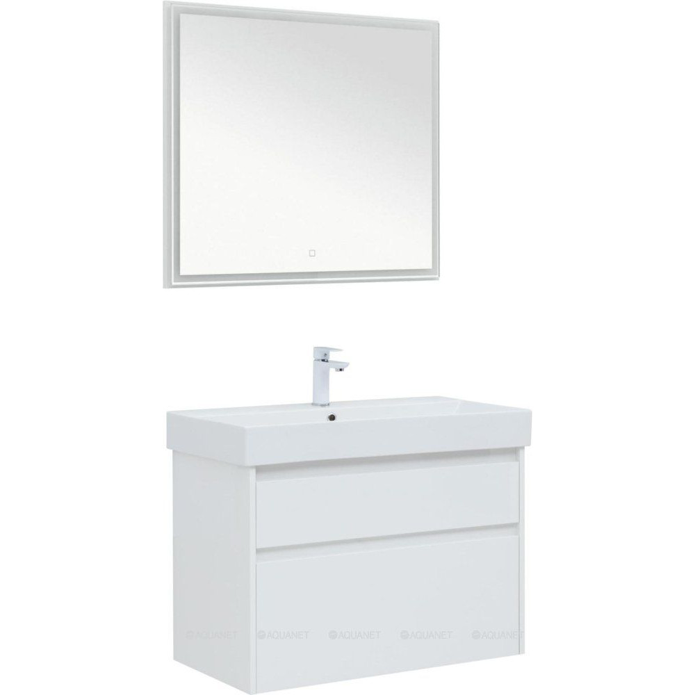 Набор мебели для ванной Aquanet Nova Lite 85 2 ящика Slim Synergy белый глянец 00274174