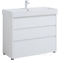 Тумба под раковину Aquanet Nova Lite 100 3 ящика Slim Synergy белый глянец 00302478