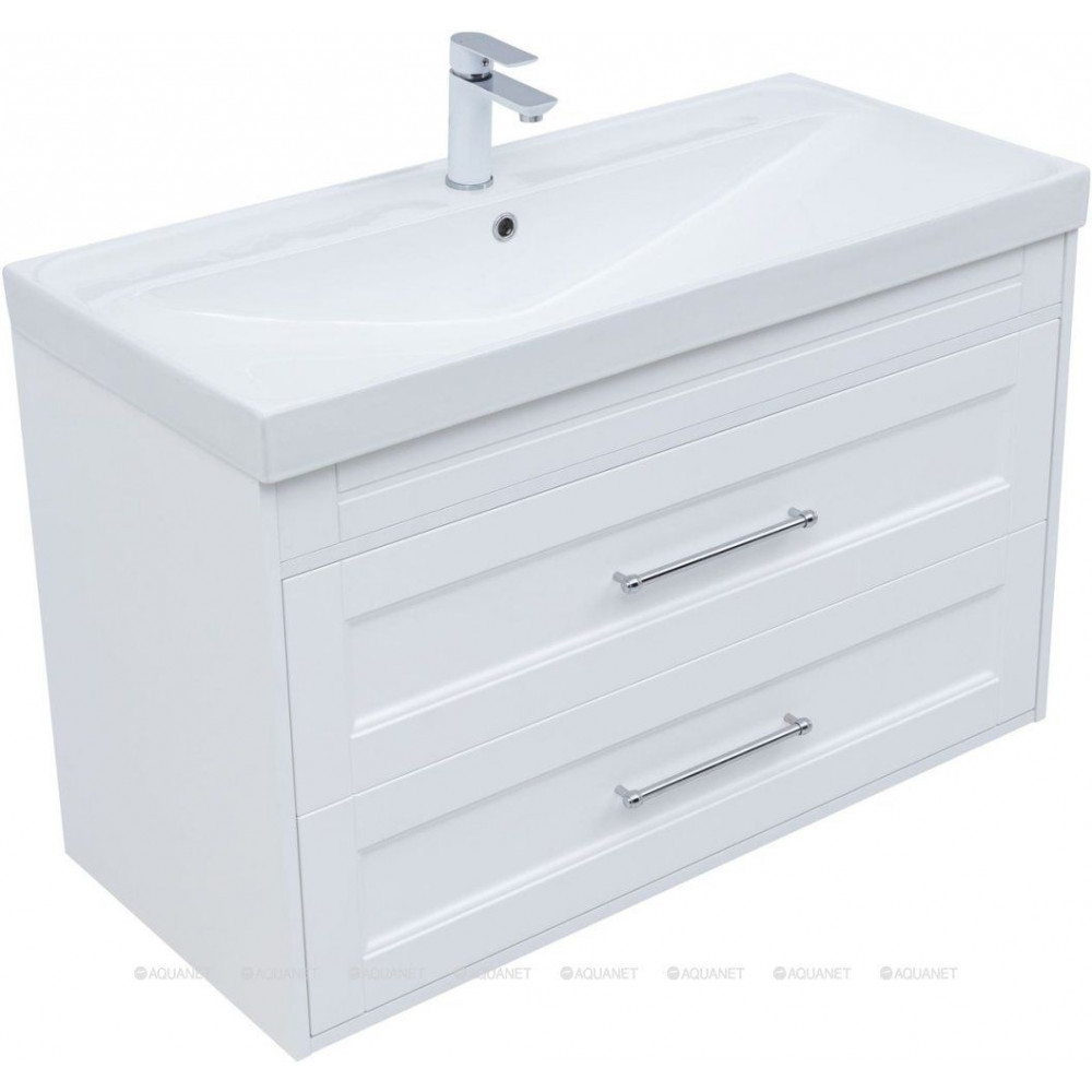 Тумба с раковиной Aquanet Бостон new 100 (Flash) белый сатин 00345367