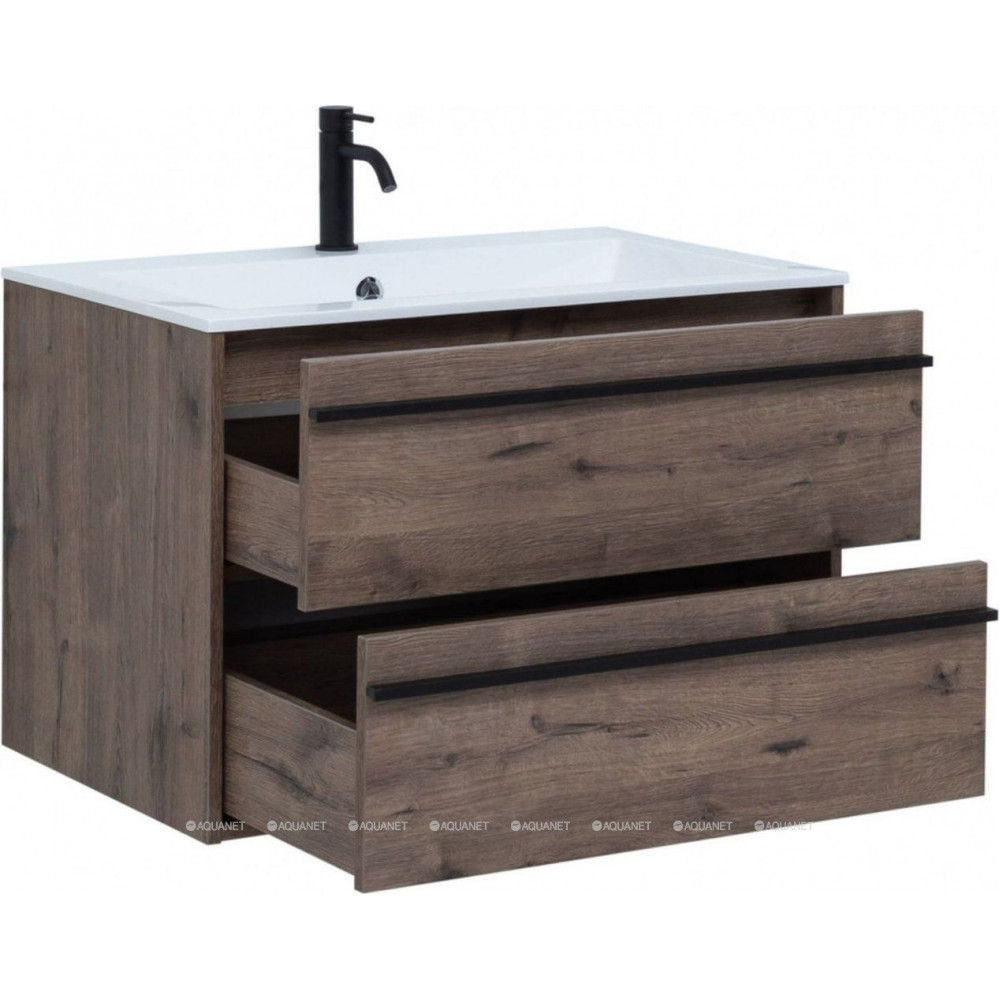 Тумба с раковиной Aquanet Lino 80 Дуб Веллингтон 00271948