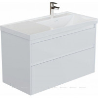 Тумба с раковиной Aquanet Nova Lite 2.0 90 R 2 ящика белый глянец 00365927
