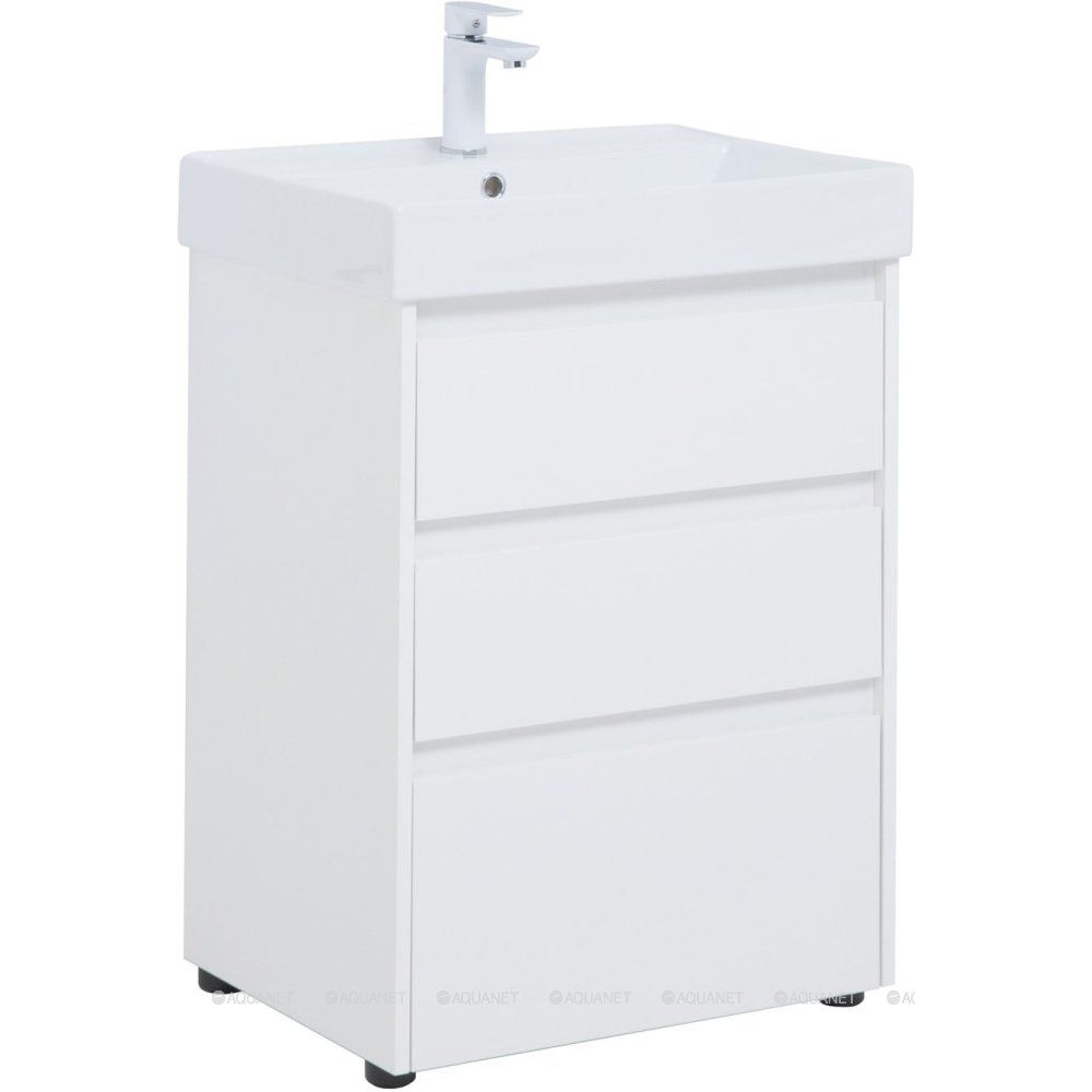 Тумба с раковиной Aquanet Nova Lite 60 3 ящика белый глянец 00307072