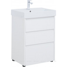 Тумба с раковиной Aquanet Nova Lite 60 3 ящика белый глянец 00307072