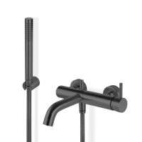 Смеситель для ванны настенный Newform X-Steel 316 с ручным душем и кронштейном PVD Brushed Gun Metal 69640CX.59.064