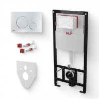 Система инсталляции AlcaPlast Sadromodul AM101/1120 с кнопкой M671 хром, с шумоизоляцией AM101/1120/M671