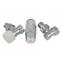 Комплект подключения радиаторный угловой Schlosser STANDARD MINI 1/2 с термоголовкой MINI DIAMANT M30x1.5 хром 602200054