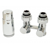 Комплект узла нижнего подключения прямой Schlosser Standard 3/4 хром с термоголовкой M30x1.5 и ниппелями 1/2x3/4 600800011