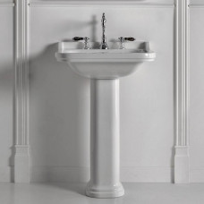 Раковина Kerasan Waldorf 60х55 см 3 отверстия с пьедесталом белый/хром 417001/4140K1bi/cr*3 Раковина Kerasan Waldorf 60х55 см 3 отверстия с пьедесталом белый/хром 417001/4140K1bi/cr*3