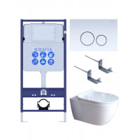 Комплект инсталляции 4 в 1 Aquatek Поларис (рама Standard, унитаз AQ0700-01, сиденье soft-close, панель KDI-0000015) ПОЛАРИС-01-015