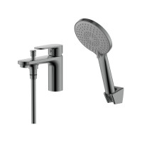 Смеситель на борт ванны Aquanet Ника на 1 отверстие оружейная сталь AQ1844BGM