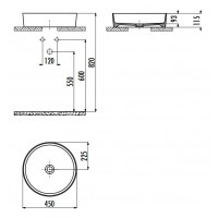Раковина накладная Creavit LOOP 45 см белый матовый LP145-00MB00E-0000