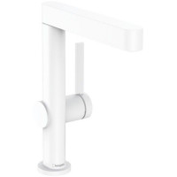 Смеситель для раковины hansgrohe Finoris 230 однорычажный с поворотным изливом и клапаном Push-Open матовый белый 76060700
