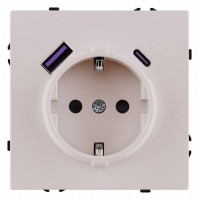 Розетка с заземлением и со шторкой и 2хUSB type A и C, без рамки Kollinger Eclipse EC-016CM