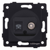 Розетка двойная RJ-11 и Ethernet RJ-45, без рамки Kollinger  REA-013BM