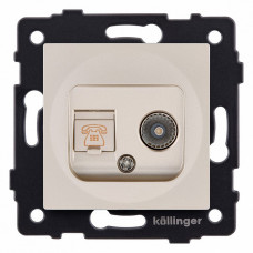 Розетка двойная RJ-11 и Ethernet RJ-45, без рамки Kollinger  REA-013GD