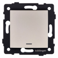 Выключатель одноклавишный с подсветкой без рамки Kollinger  REA-R-002GD