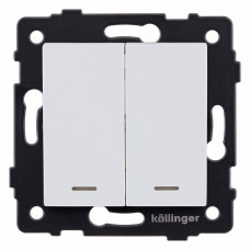 Выключатель проходной двухклавишный с подсветкой без рамки Kollinger REA-S-010WM Выключатель проходной двухклавишный с подсветкой без рамки Kollinger REA-S-010WM