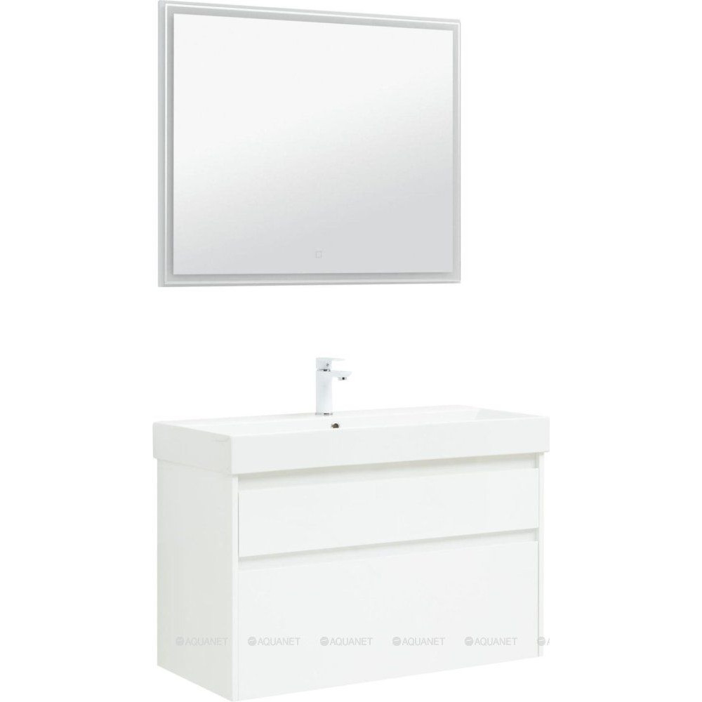 Набор мебели для ванной Aquanet Nova Lite 100 2 ящика Slim Synergy белый глянец 00274177