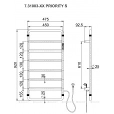 Полотенцесушитель электрический Allen Brau PRIORITY S 920x475 мм браш. золото 7.31003-GB