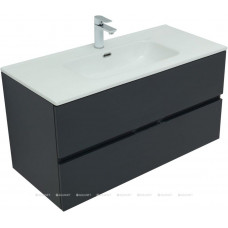 Тумба с раковиной Aquanet Алвита new 100 2 ящика антрацит 00274139