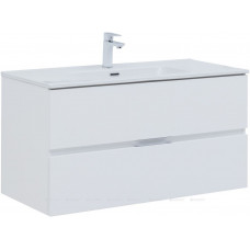 Тумба с раковиной Aquanet Алвита new 100 2 ящика белый матовый 00274014