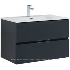 Тумба с раковиной Aquanet Алвита new 80 2 ящика антрацит 00273987