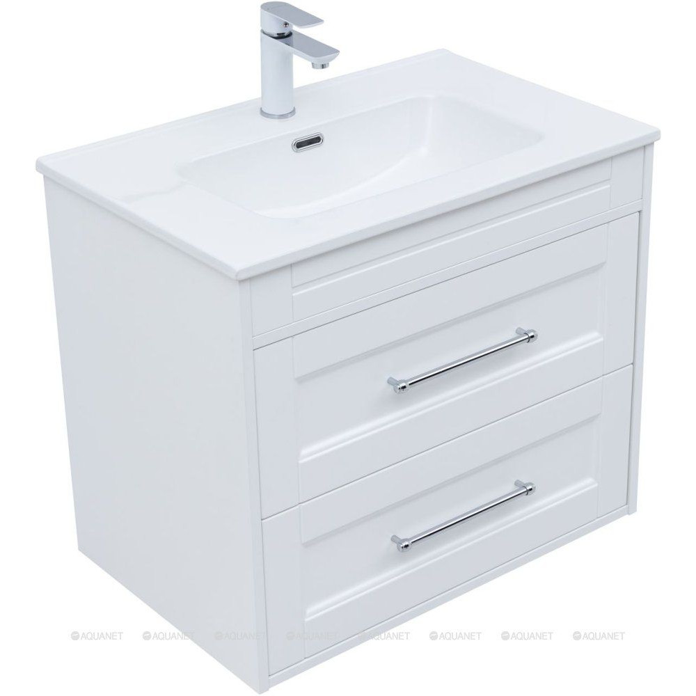 Тумба с раковиной Aquanet Бостон new 70 Flat белый сатин 00345365