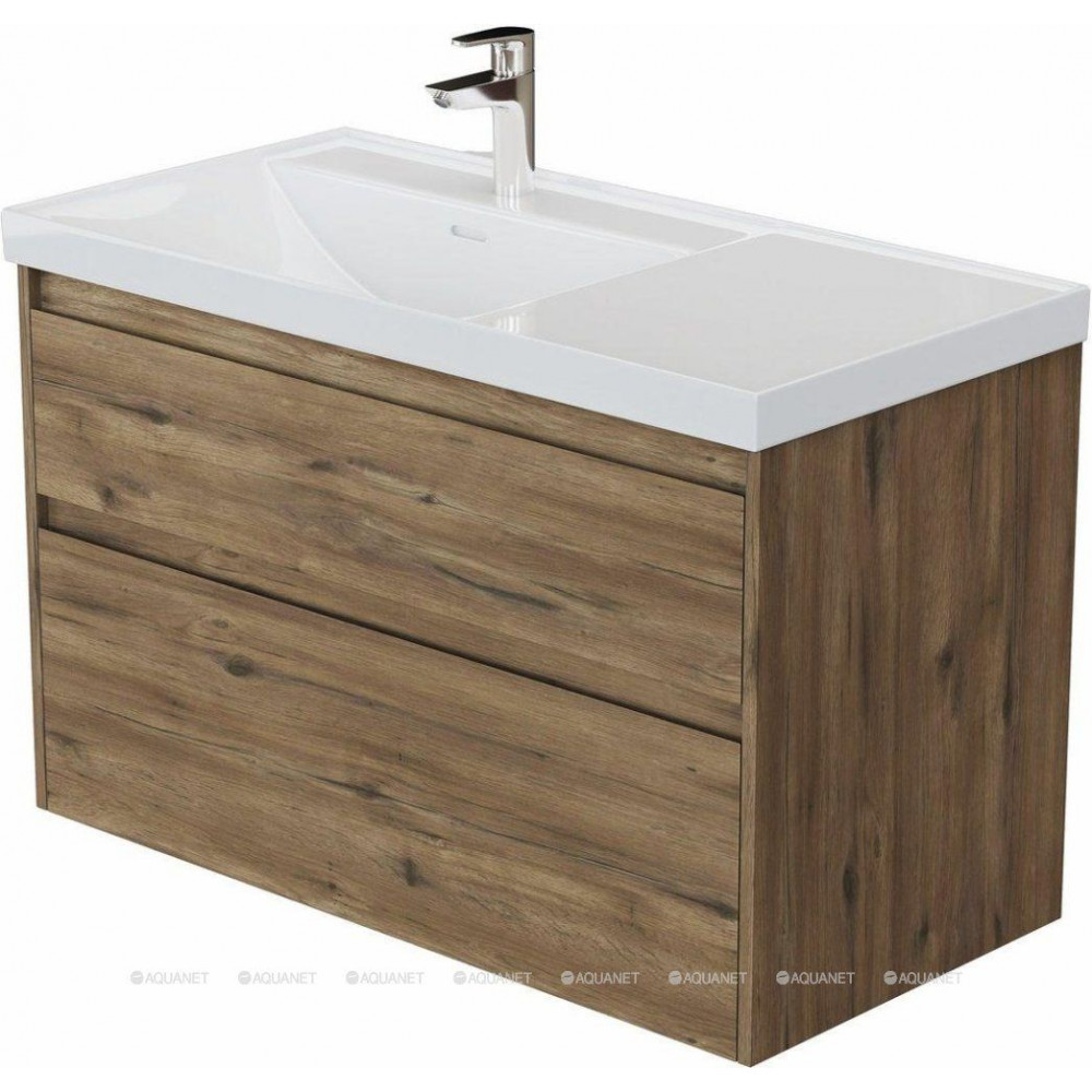 Тумба с раковиной Aquanet Nova Lite 2.0 90 L 2 ящика дуб рустикальный 00365923