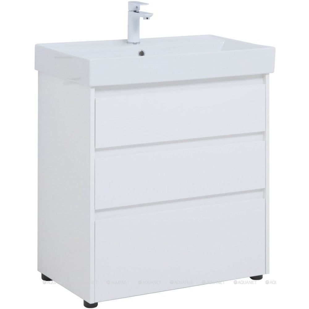 Тумба с раковиной Aquanet Nova Lite 75 3 ящика белый глянец 00307075