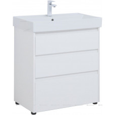 Тумба с раковиной Aquanet Nova Lite 75 3 ящика белый глянец 00307075
