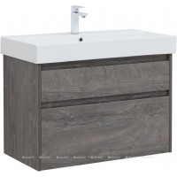 Тумба с раковиной Aquanet Nova Lite 85 Slim Synergy 2 ящика дуб рошелье 00274173