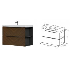 Тумба подвесная Aqman 892x453x600 мм орех AQM900690TL Тумба подвесная Aqman 892x453x600 мм орех AQM900690TL