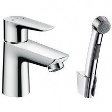 Смеситель для раковины Hansgrohe Talis E 110 с гигиеническим душем и клапаном Push-Open 71729000