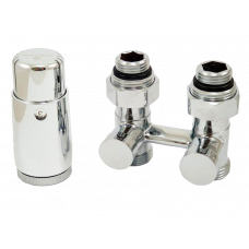 Комплект узла нижнего подключения прямой Schlosser Standard 3/4 хром с термоголовкой M30x1.5 и ниппелями 1/2x3/4 600800011