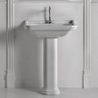 Раковина Kerasan Waldorf 80х55 см 1 отверстие с пьедесталом керамическая белый/хром 4141K1bi/cr*1/417001