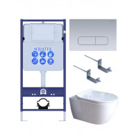 Комплект инсталляции 4 в 1 Aquatek Поларис (рама Standard, унитаз AQ0700-01, сиденье soft-close, панель KDI-0000014) ПОЛАРИС-01-014
