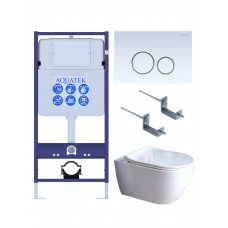 Комплект инсталляции 4 в 1 Aquatek Поларис (рама Standard, унитаз AQ0700-01, сиденье soft-close, панель KDI-0000015) ПОЛАРИС-01-015